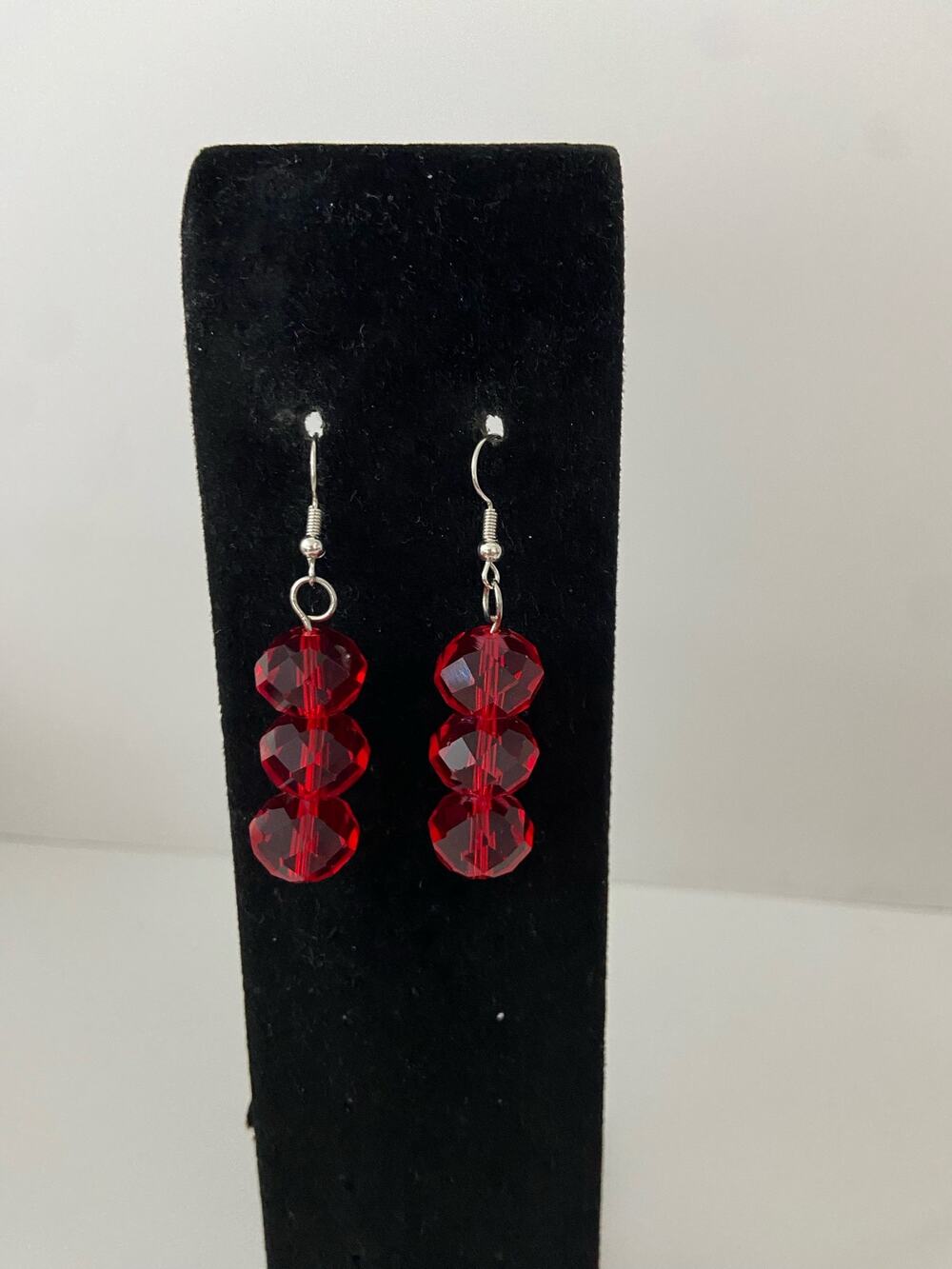 red glass bead earrings